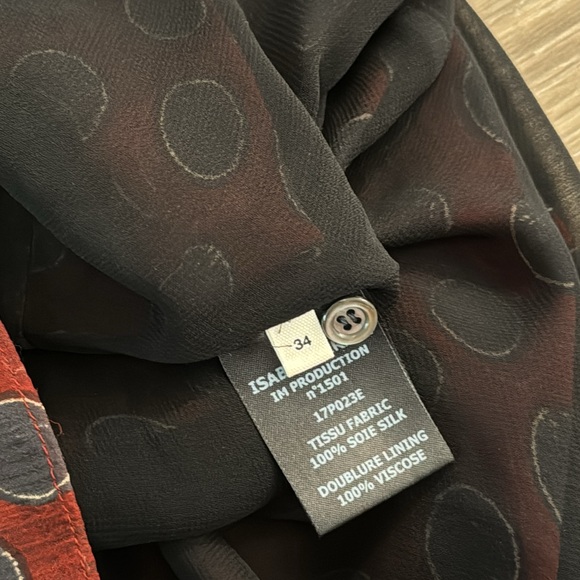 ISABEL MARANT TOILE barden dots dress burgundy red silk chiffon dotted open back - Picture 8 of 9